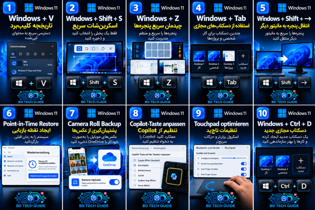 ۱۰ ترفند کاربردی Windows 11 برای BD Tech Guide