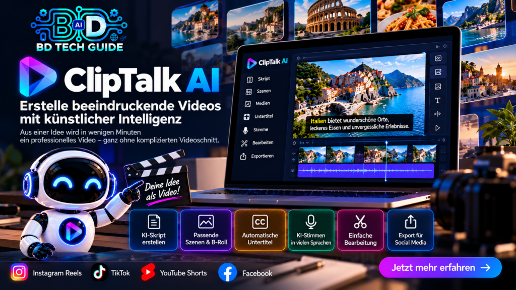 ClipTalk AI zur Erstellung von Videos mit künstlicher Intelligenz für Social Media